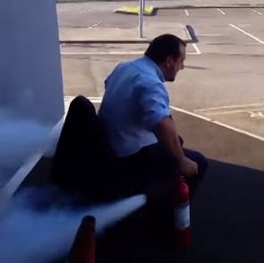How to ride a chair with two fire extinguishers