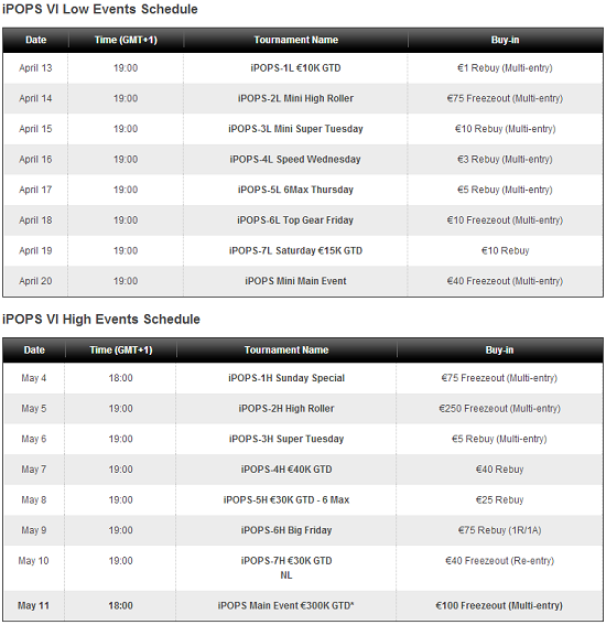 iPOPS schedule